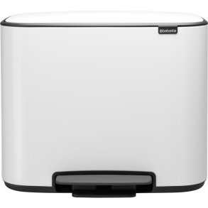 Pedalspand, Brabantia Bo, hvid, st�l, 2-rums, 11+23 l, plast inderspande, og soft close l�g