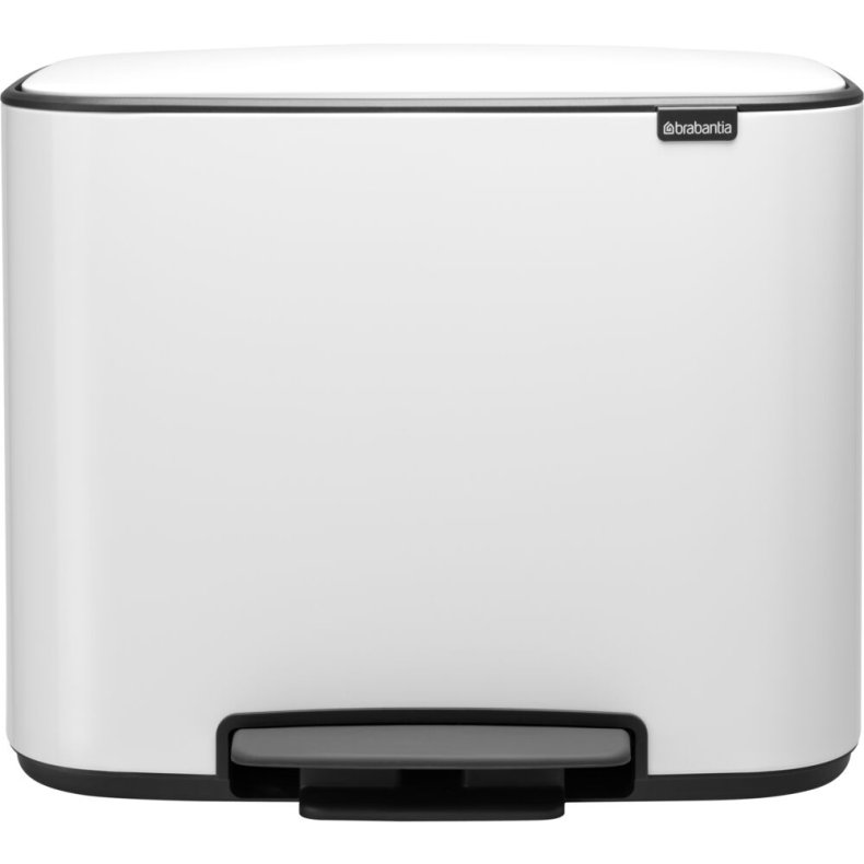 Pedalspand, Brabantia Bo, hvid, st�l, 3-rums, 3x11 l, plast inderspand, og soft close l�g