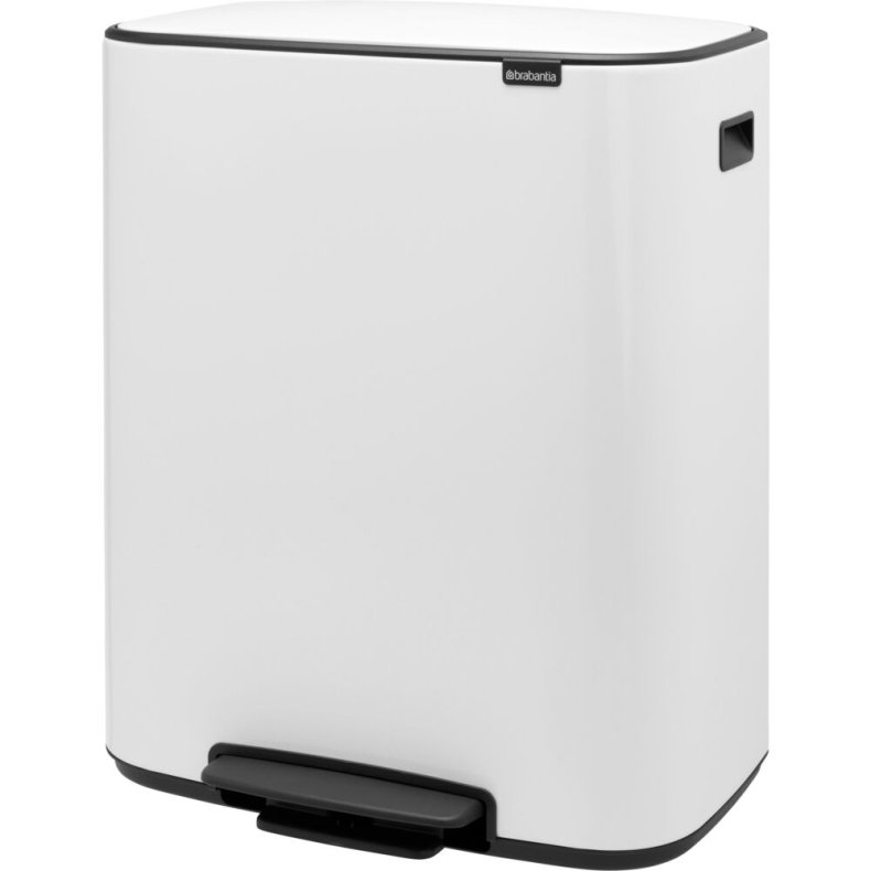 Pedalspand, Brabantia Bo, hvid, st�l, 60 l, plast inderspand, og soft close l�g