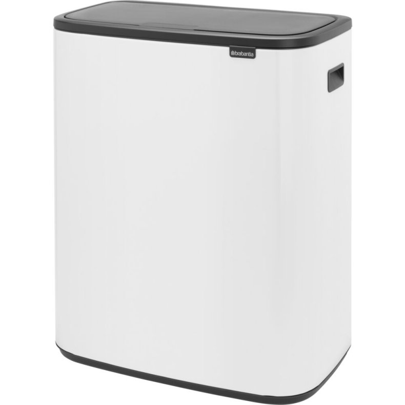 Affaldsspand, Brabantia Bo Touch Bin, hvid, st�l, 60 l, plast inderspand, og soft close l�g