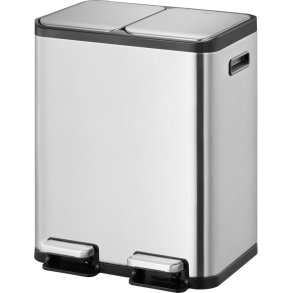 Pedalspand, EKO Casa, st�l mat, rustfrit st�l, 2-rums, 2x30 l, med 2 t�tsluttende soft-close l�g, plastik inderspand, fingeraftryksfri