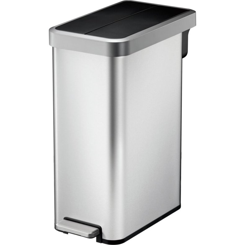Pedalspand, EKO Ecofly II, st�l mat, rustfrit st�l, 45 l, plast inderspand, soft close, fingeraftryksfri