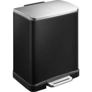 Pedalspand, EKO E-cube, sort, pulverlakeret st�l, 12 l, plast inderspand, soft close, fingeraftryksfri