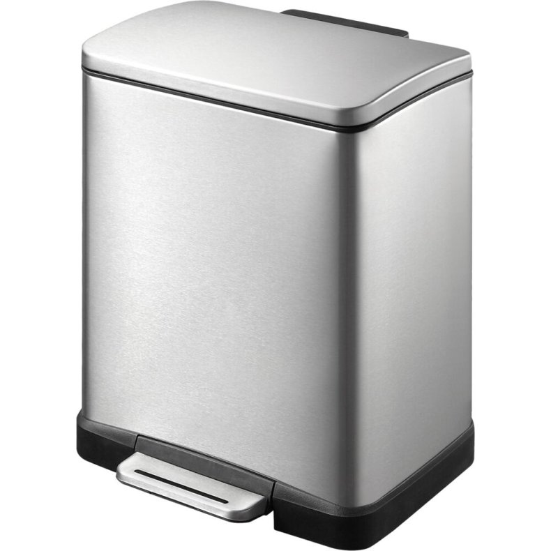 Pedalspand, EKO E-cube, st�l mat, rustfrit st�l, 12 l, plast inderspand, soft close, fingeraftryksfri