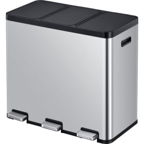 Pedalspand, EKO Essential, st�l mat, rustfrit st�l, 3-rums, 3x20 l, plast inderspande, soft close, fingeraftryksfri