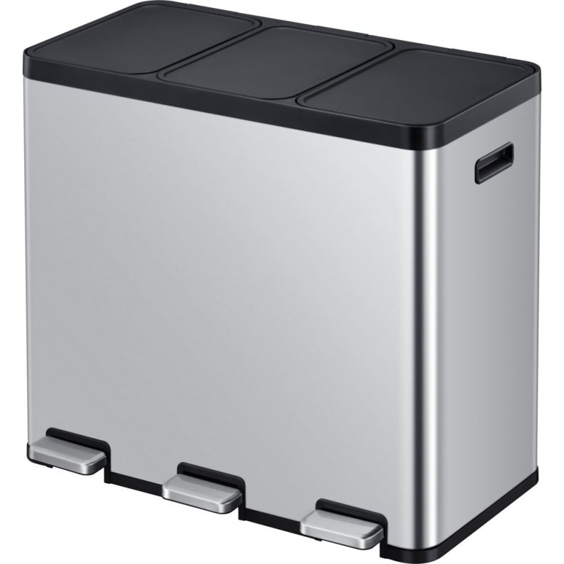 Pedalspand, EKO Essential, st�l mat, rustfrit st�l, 3-rums, 3x20 l, plast inderspande, soft close, fingeraftryksfri
