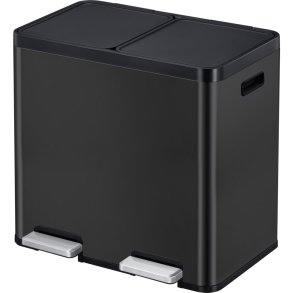 Pedalspand, EKO Essential, sort, rustfrit st�l, 2-rums, 2x22 l, plast inderspande, soft close, fingeraftryksfri