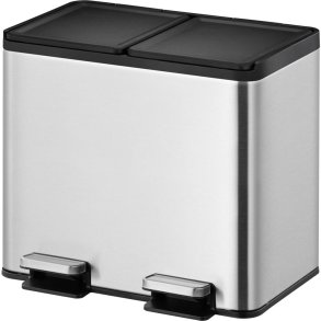 Pedalspand, EKO Essential, st�l mat, rustfrit st�l, 2-rums, 2x10 l, plast inderspand, soft close, fingeraftryksfri