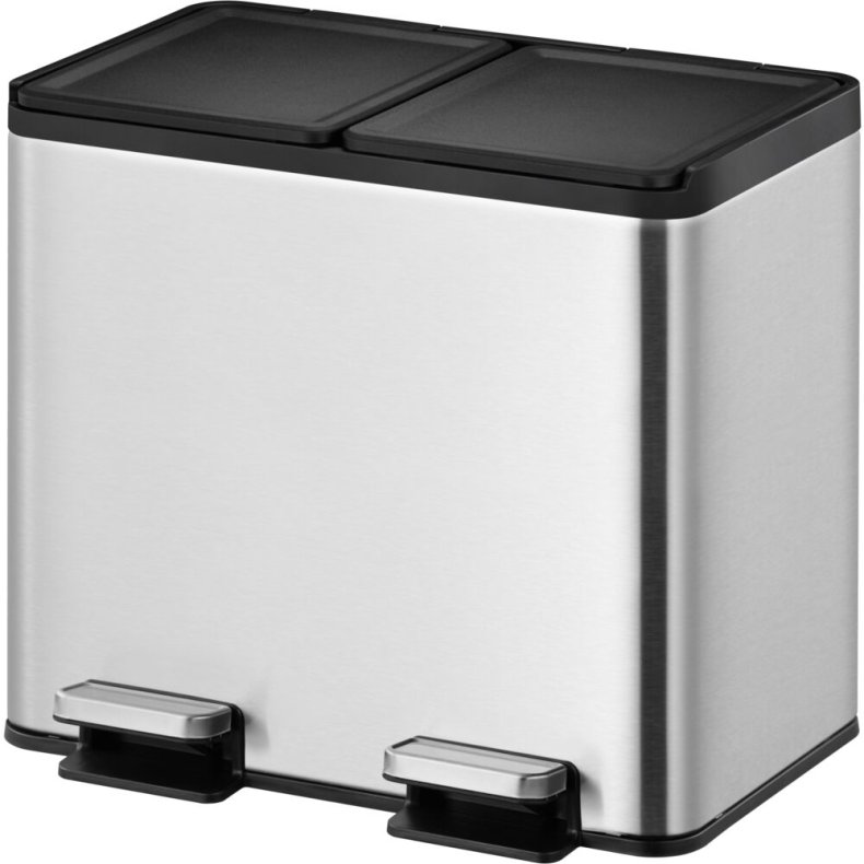 Pedalspand, EKO Essential, st�l mat, rustfrit st�l, 2-rums, 2x10 l, plast inderspand, soft close, fingeraftryksfri