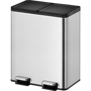 Pedalspand, EKO Essential, st�l mat, rustfrit st�l, 2-rums, 2x20 l, plast inderspande, soft close, fingeraftryksfri