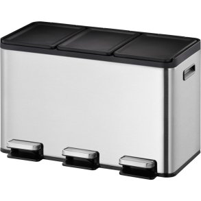 Pedalspand, EKO Essential, st�l mat, rustfrit st�l, 3-rums, 3x10 l, plast inderspande, soft close, fingeraftryksfri