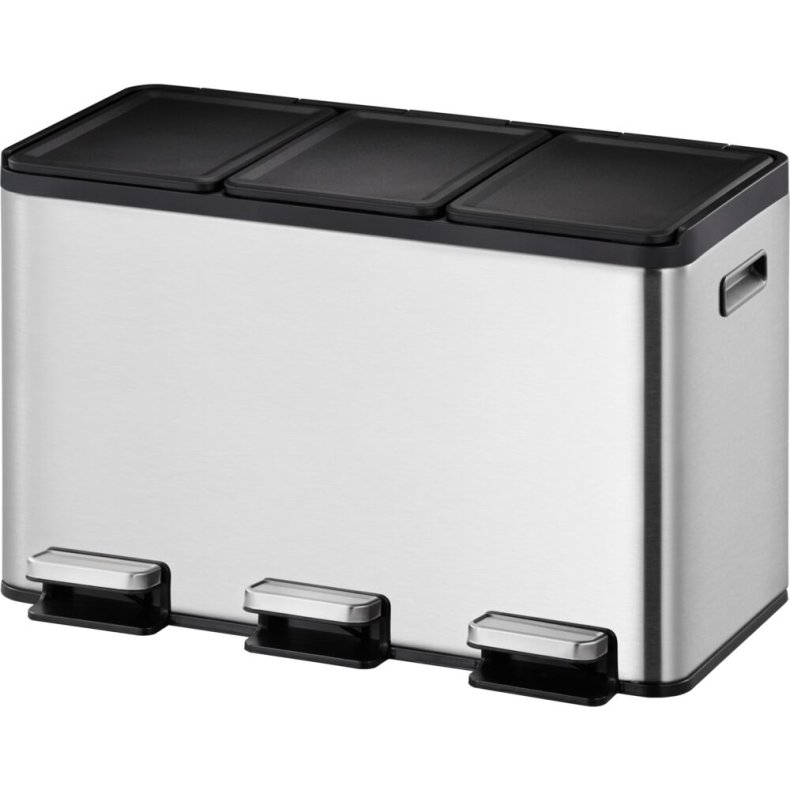 Pedalspand, EKO Essential, st�l mat, rustfrit st�l, 3-rums, 3x10 l, plast inderspande, soft close, fingeraftryksfri
