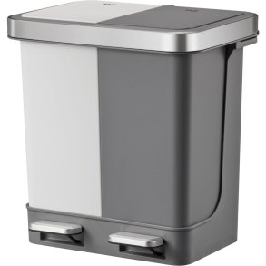 Pedalspand, EKO Hana Duo, gr�, plast/rustfrit st�l, 2-rums, 2x10 l, plast inderspande, soft close l�g