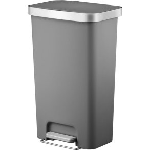 Pedalspand, EKO Hana, gr�, plast/rustfrit st�l, 45 l, med hjul, soft close, s�kkeholder