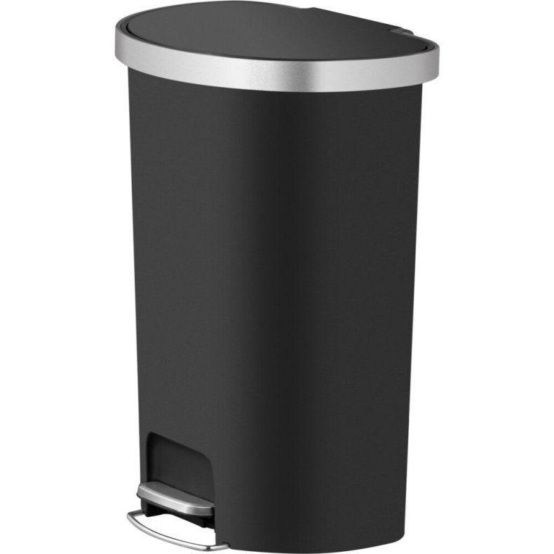 Pedalspand, EKO Hana, sort, plast/rustfrit st�l, 55 l, med hjul, soft close, s�kkeholder