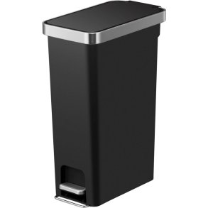 Pedalspand, EKO Hana Slim, sort, plast/rustfrit st�l, 40 l, med hjul, soft close, s�kkeholder