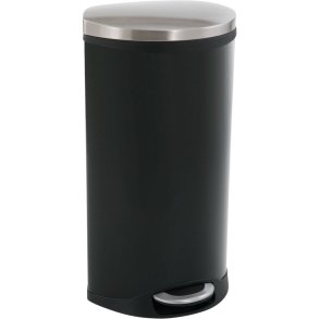 Pedalspand, EKO Shell-bin, sort, pulverlakeret st�l, 30 l, m. plast inderspand og soft close l�g
