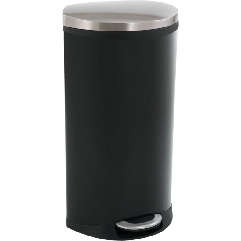 Pedalspand, EKO Shell-bin, sort, pulverlakeret st�l, 30 l, m. plast inderspand og soft close l�g