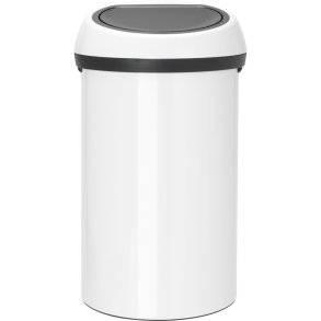 Affaldsspand, Brabantia Touch bin, hvid, plast/st�l, 60 l, plast inderspand og soft close