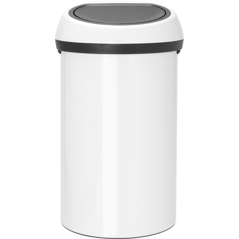 Affaldsspand, Brabantia Touch bin, hvid, plast/st�l, 60 l, plast inderspand og soft close