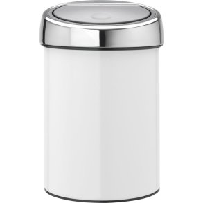 Hygiejnebeholder, Brabantia Touch bin, hvid, rustfrit st�l, 3 l, plast inderspand, soft close, forberedt til v�gmontering inkl. materiale til montering