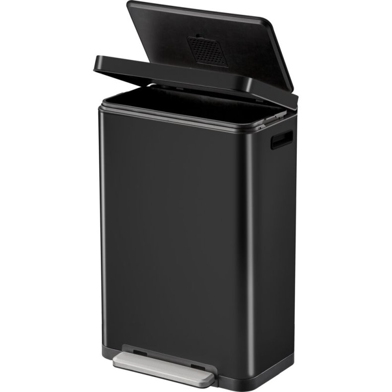 Pedalspand, EKO X-Cube, sort mat, rustfrit st�l, 30 l, plast inderspande, t�tsluttende l�g, soft close, fingeraftryksfri