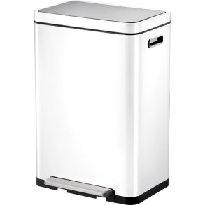 Pedalspand, EKO X-Cube, hvid, rustfrit st�l, 45 l, plast inderspande, t�tsluttende l�g, soft close, fingeraftryksfri