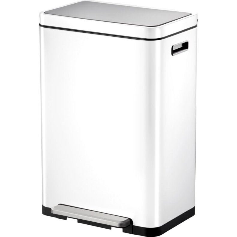 Pedalspand, EKO X-Cube, hvid, rustfrit st�l, 45 l, plast inderspande, t�tsluttende l�g, soft close, fingeraftryksfri