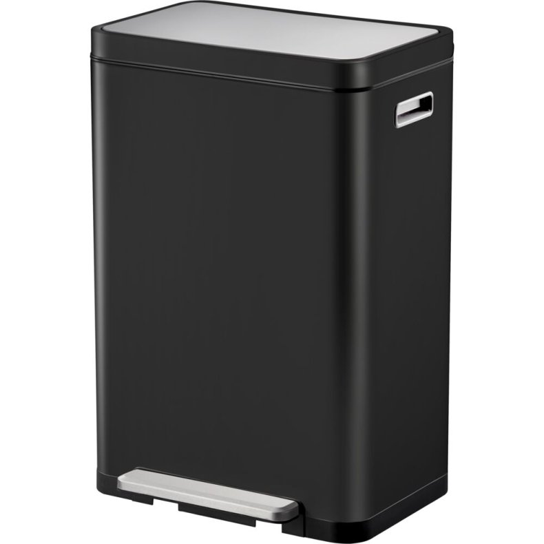 Pedalspand, EKO X-Cube, sort mat, rustfrit st�l, 45 l, plast inderspande, t�tsluttende l�g, soft close, fingeraftryksfri