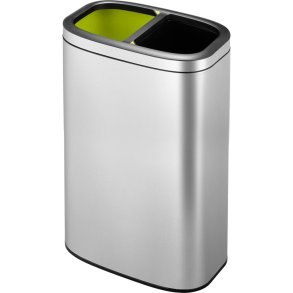 Papirkurv, EKO OLI-Cube, st�l mat, plast/rustfrit st�l, 2-rums, 2x20 l, plast inderspande, fingeraftryksfri