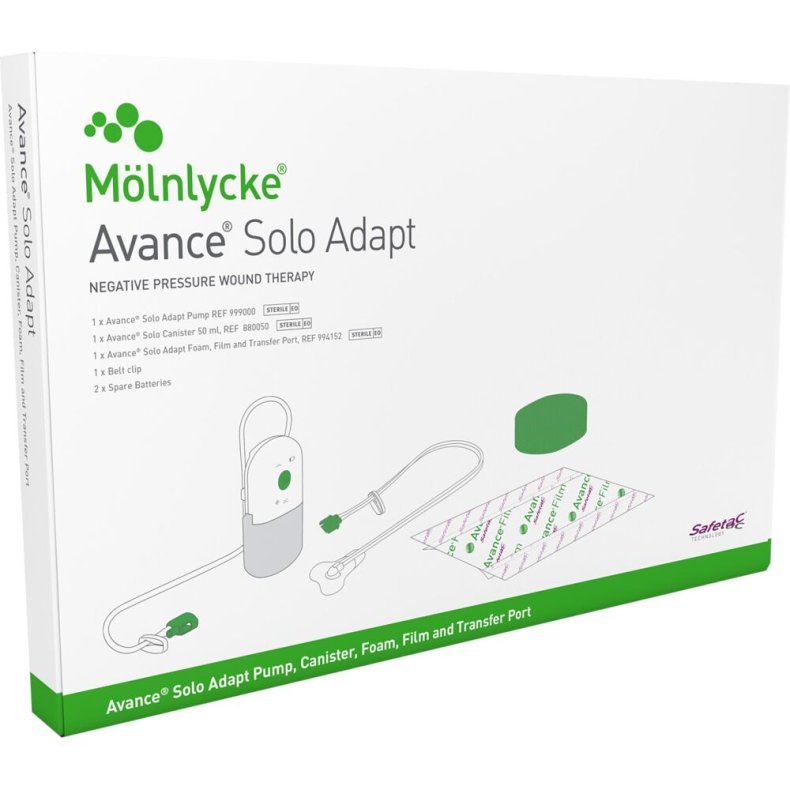 Negativ trykterapi, Avance Solo Adapt, starts�t m/pumpe, beholder 50ml, overf�rselsport, bandage mv., steril *Denne vare tages ikke retur*