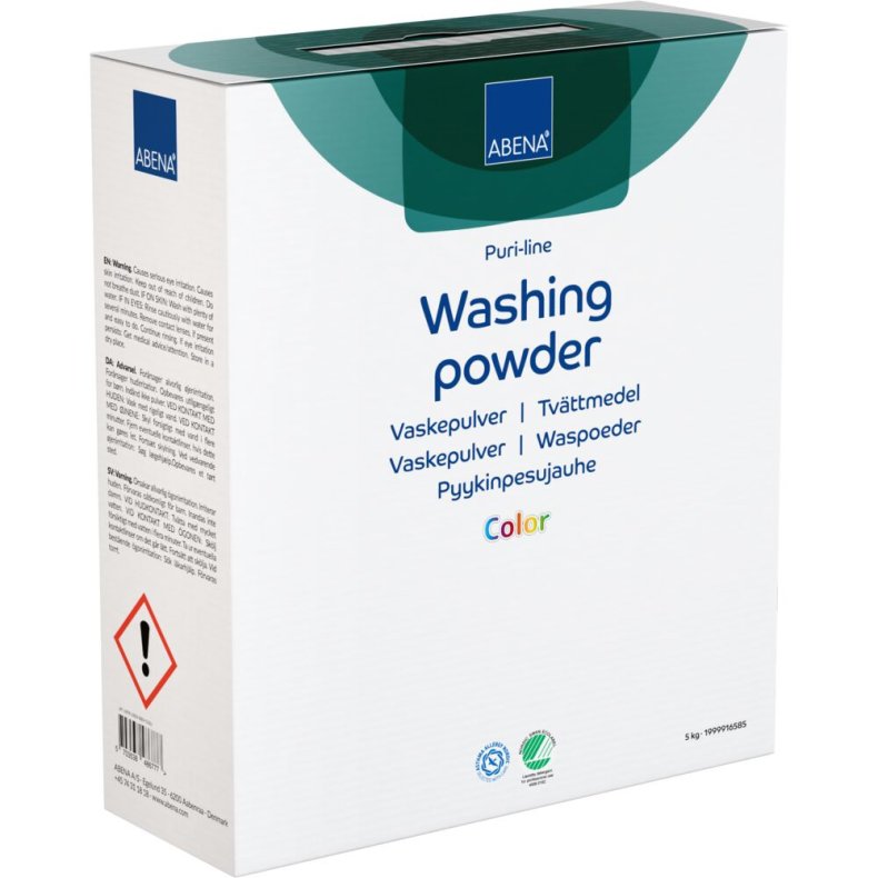 Vaskepulver, ABENA Puri-Line, kul�rt, uden farve og parfume, 5 kg
