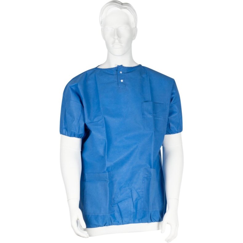 Renrumsdragt bluse, ABENA SoftComfort, XS, 42 gsm, bl�, SMS, usteril, ekstra bl�d, engangs