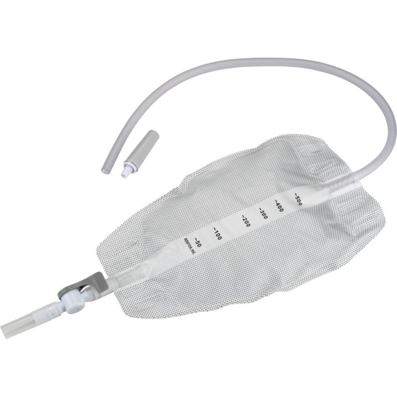 Urinpose, benpose, Taining, 50cm, 500 ml, etkammer, DV/NRV, NW bagside, justerbar slange, nattilkobling