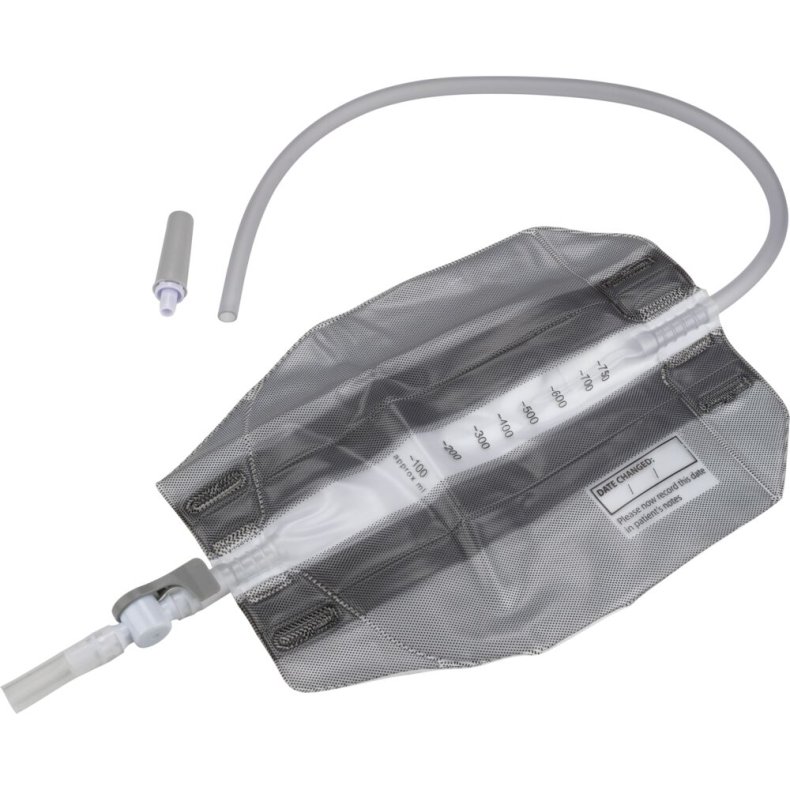 Urinpose, benpose, Taining, 50cm, 750 ml, flerkammer, DV/NRV, NW bagside, justerbar slange, nattilkobling