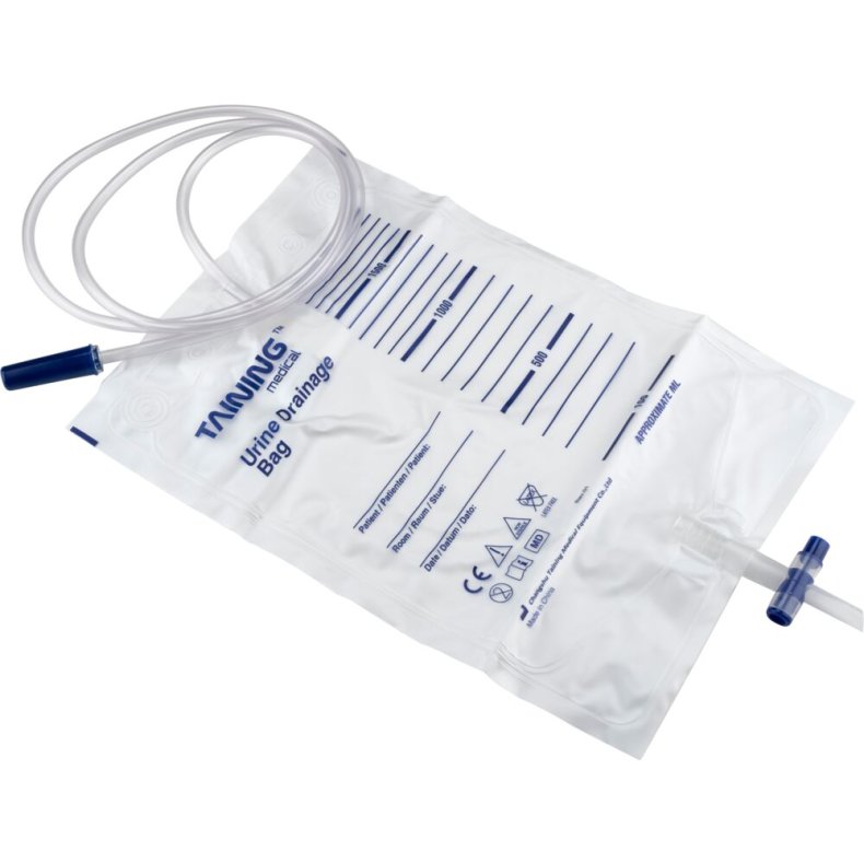 Urinpose, sengepose, Taining, 130cm, 2000 ml, etkammer, CV/NRV, singlepak