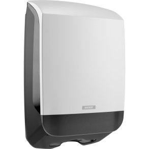 Dispenser, Katrin, Midi, 14,2x30,1x44,5cm, hvid, plast, til h�ndkl�deark maks dybde 10,2 cm og maks bredde 24 cm