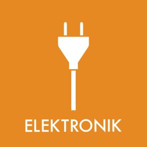 Piktogram, 12x12cm, orange, folie, til elektronik, selvkl�bende