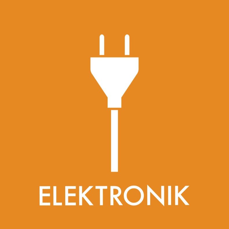 Piktogram, 12x12cm, orange, folie, til elektronik, selvkl�bende