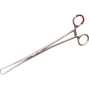 Klotang, rustfrit st�l, lige, 25 cm, r�d farvekodning, steril, engangs *Denne vare tages ikke retur*