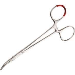 Arterieklemme, 12,5cm, rustfrit st�l, buet, r�d farvekodning, steril, engangs *Denne vare tages ikke retur*