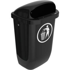 Udend�rs affaldsspand, V-Part, sort, plast, 50 l, forberedt til v�g- eller jordmontering, til tungt affald og udend�rs
