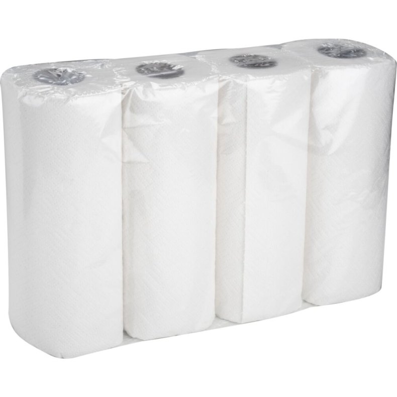 K�kkenrulle, neutral, 2-lags, 14m x 25cm, �11cm, hvid, blandingsfibre