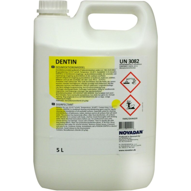 Reng�rings- og desinfektionsmiddel, Novadan Dentin, 5 l, uden farve og parfume