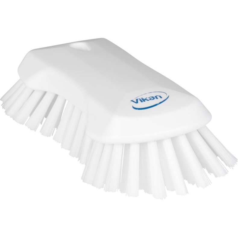H�ndb�rste, Vikan, 23x11x6,8cm, hvid, polyester/PP/rustfrit st�l, stiv *Denne vare tages ikke retur*