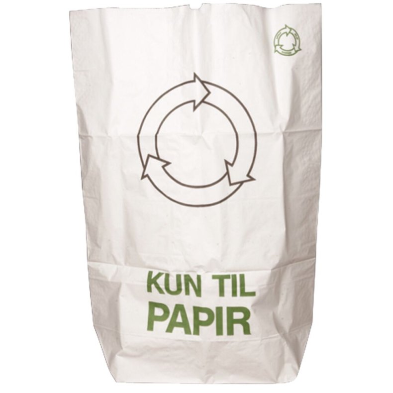 Papirs�k, 2-lags, 110 l, hvid, papir, 70x110cm, p�trykt "Kun til papir"