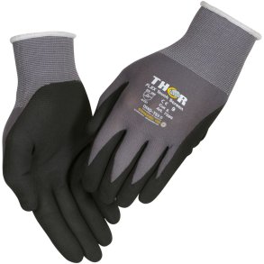 Fingerdyppet nitrilhandske, THOR Flex, 11, sort, nitril/polyester, Spandex overh�nd, ink tryk