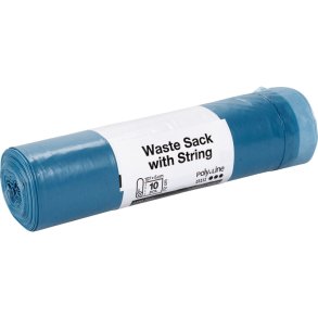 S�kke med sn�reluk, 100 l, bl�, LDPE/genanvendt, 72x112cm inkl. kanal
