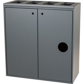 Affaldsspand, Tina Trolleys, gr�, pulverlakeret st�l, 5-rums, 3x60+10+20 l, med �bne indkast *Denne vare tages ikke retur*