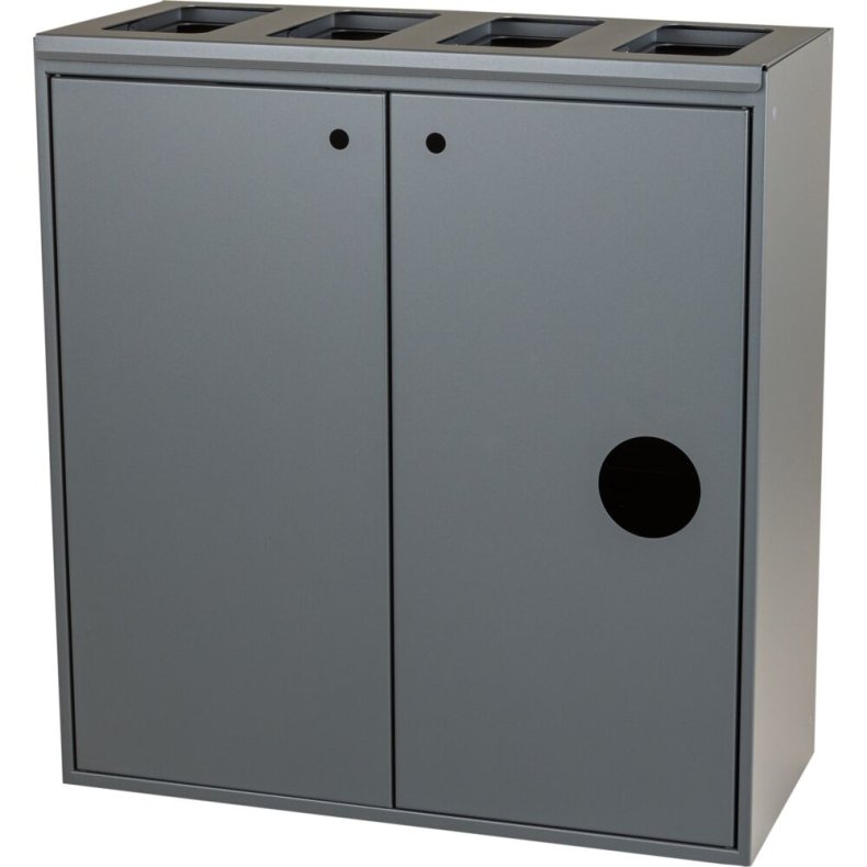 Affaldsspand, Tina Trolleys, gr�, pulverlakeret st�l, 5-rums, 3x60+10+20 l, med �bne indkast *Denne vare tages ikke retur*